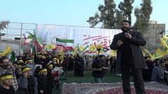 حمایت دانش آموزان قمی از جبهه مقاومت در اجتماع ابناء نصرالله